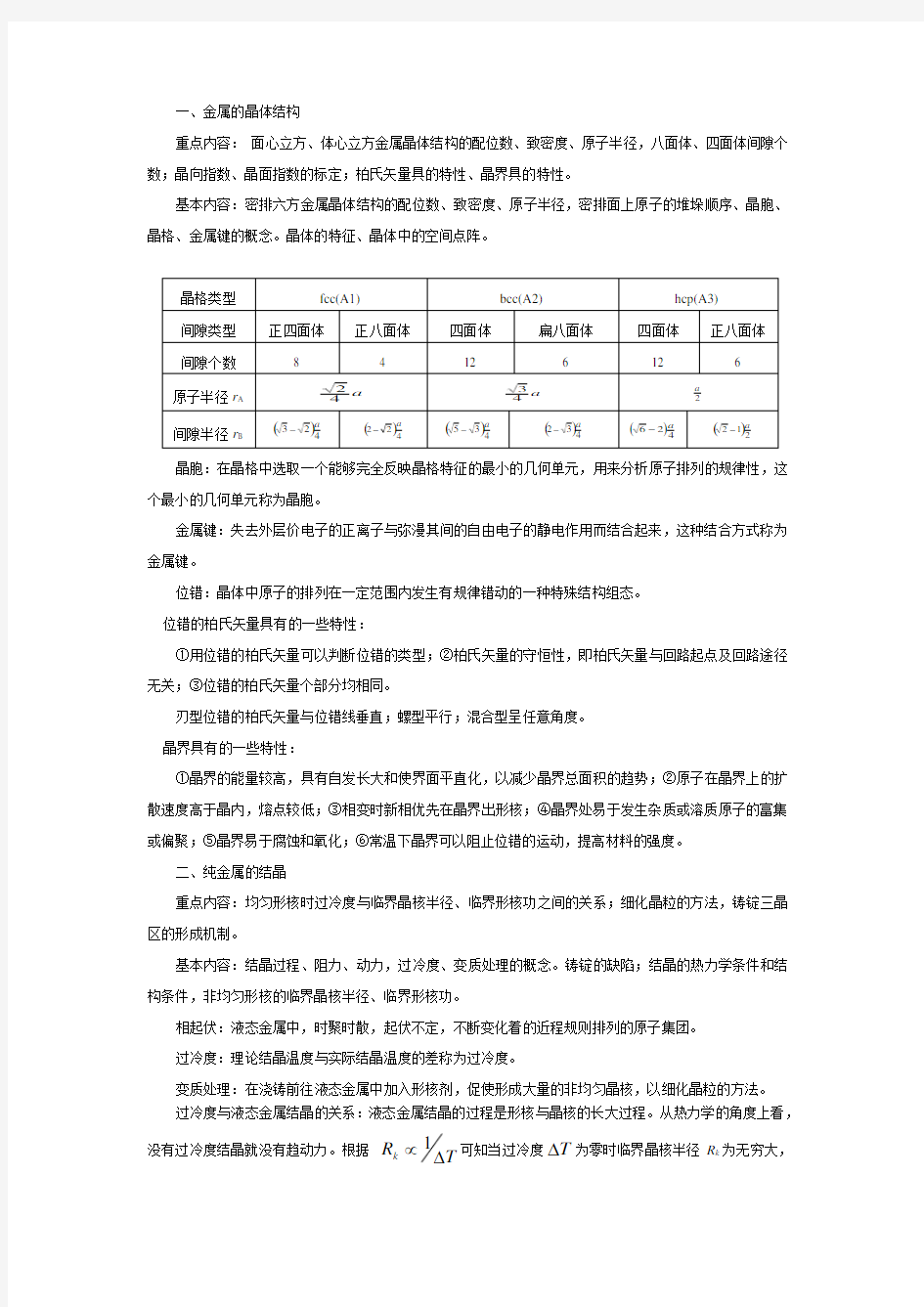 材料科学基础知识点总结