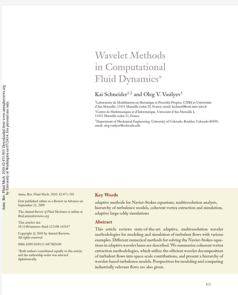 Wavelet Methods in Computational Fluid Dynamics