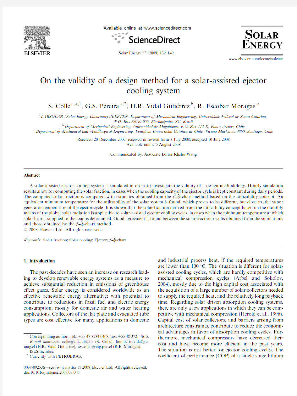 On-the-validity-of-a-design-method-for-a-solar-assisted-ejector-cooling-system_2009_Solar-Energy