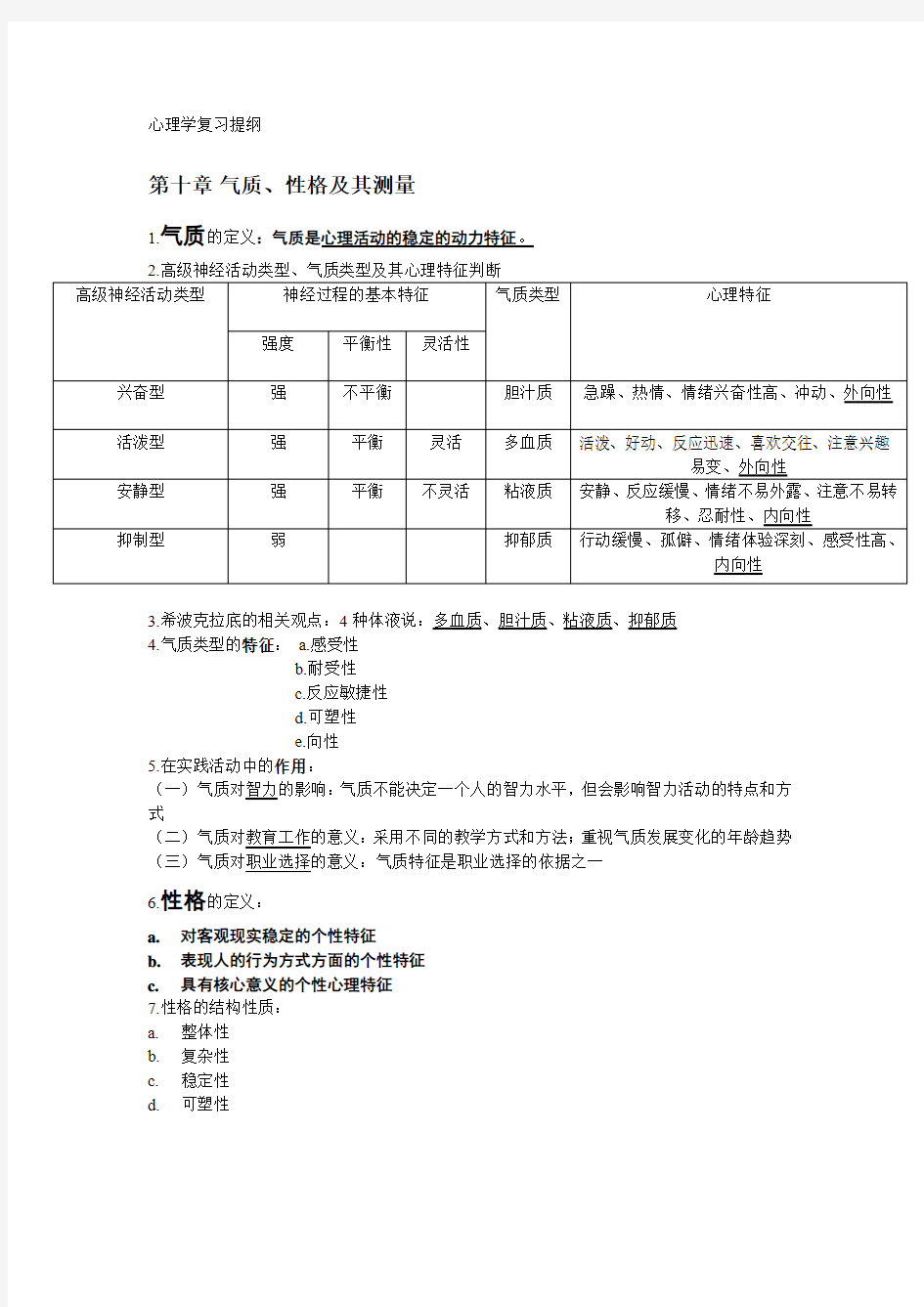 心理学复习提纲