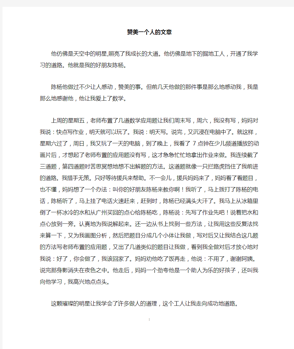 赞美一个人的文章