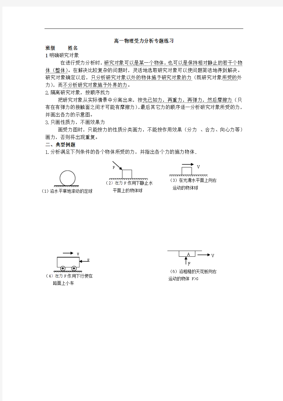 物理受力分析专题练习