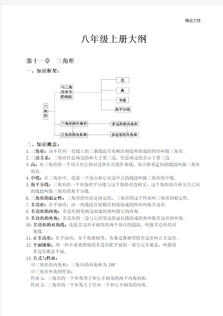 人教版八年级上册数学知识点归纳总结