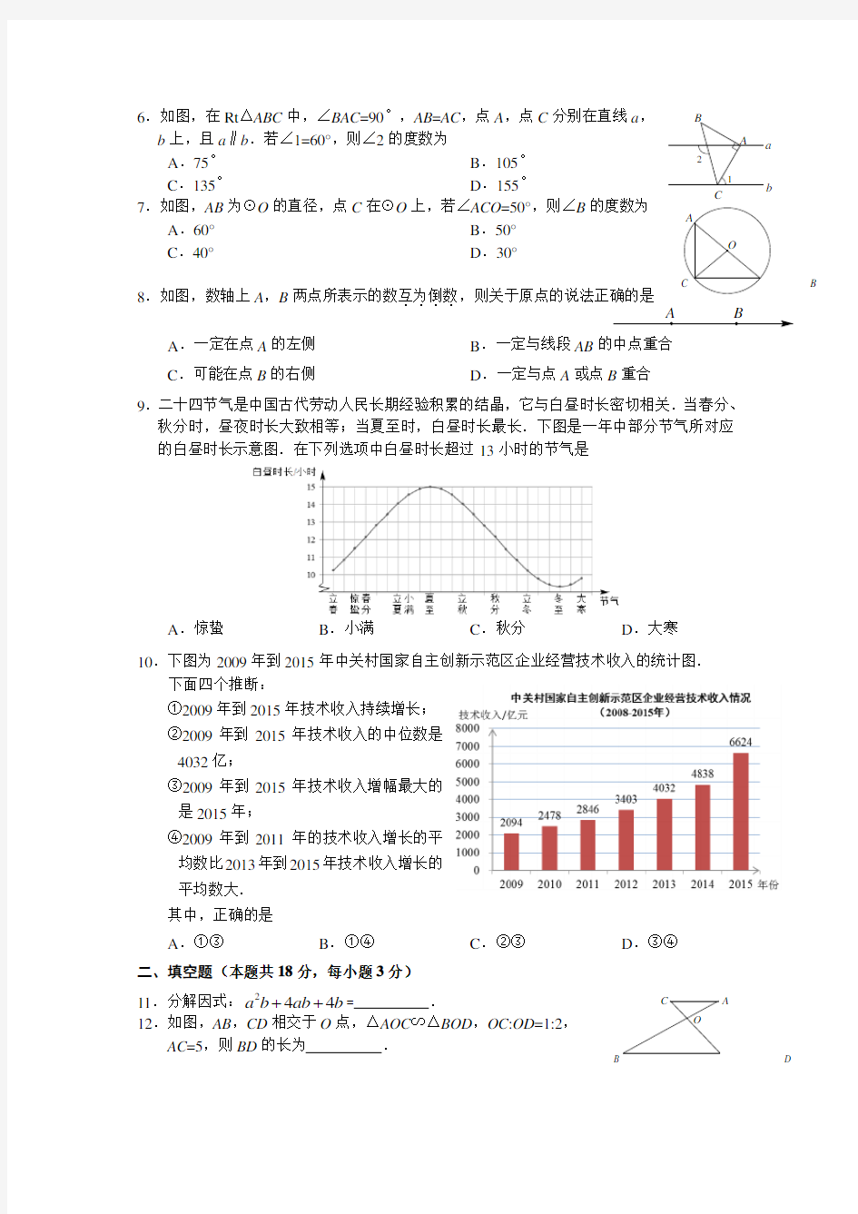 2017北京海淀区初三数学一模试题及答案(word版)