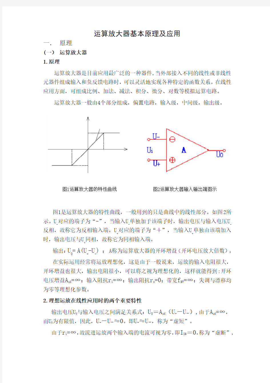 运算放大器基本原理及应用