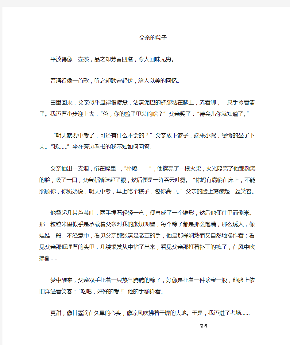 中考亲情类满分作文(两篇)