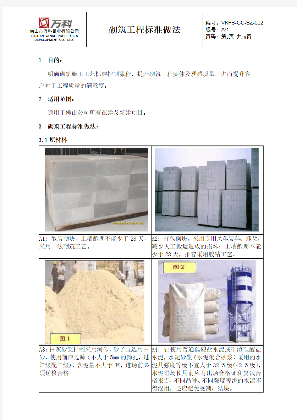 万科全套施工工艺标准化之砌筑工程标准做法