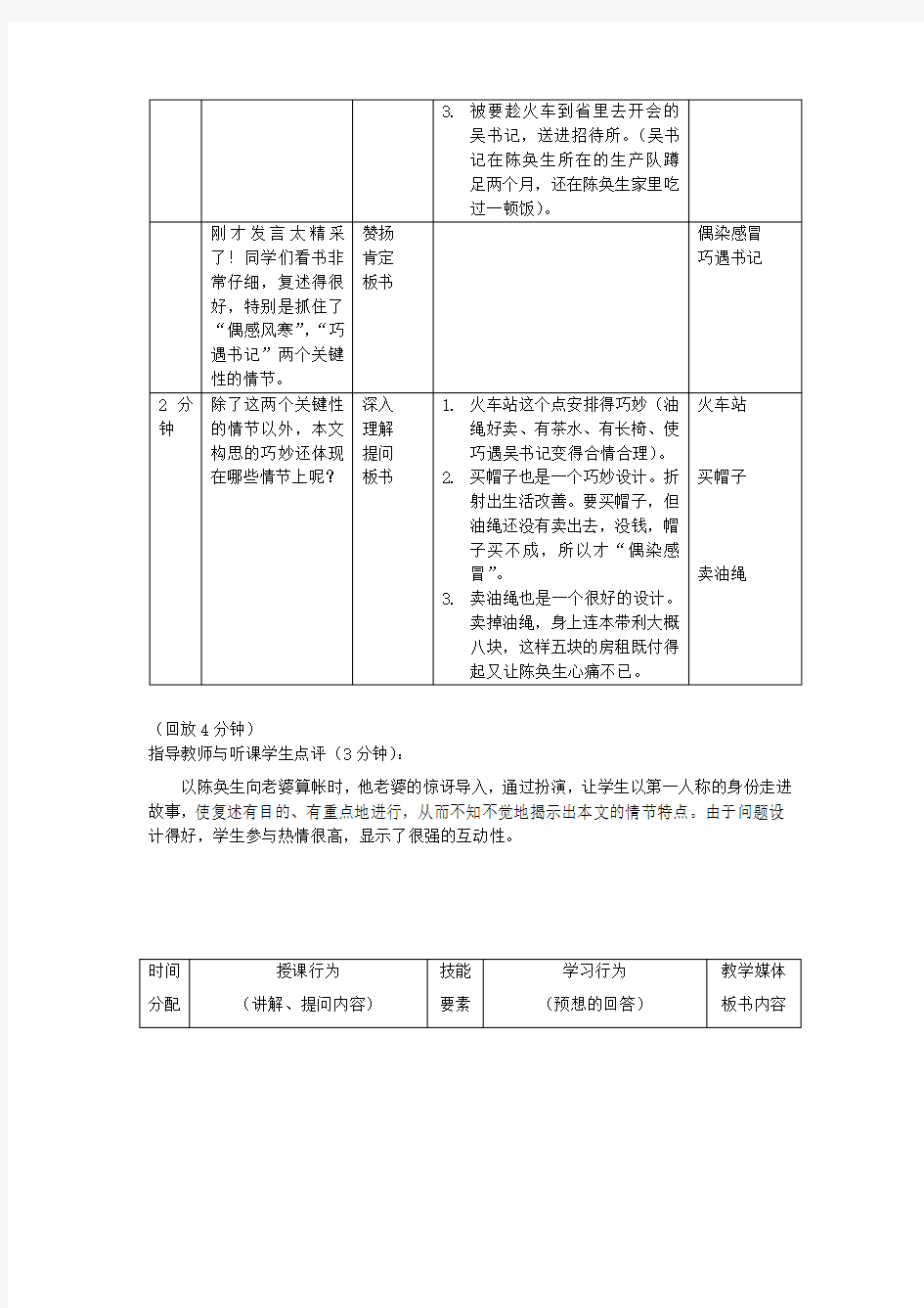 微格教学教案(备课模板)