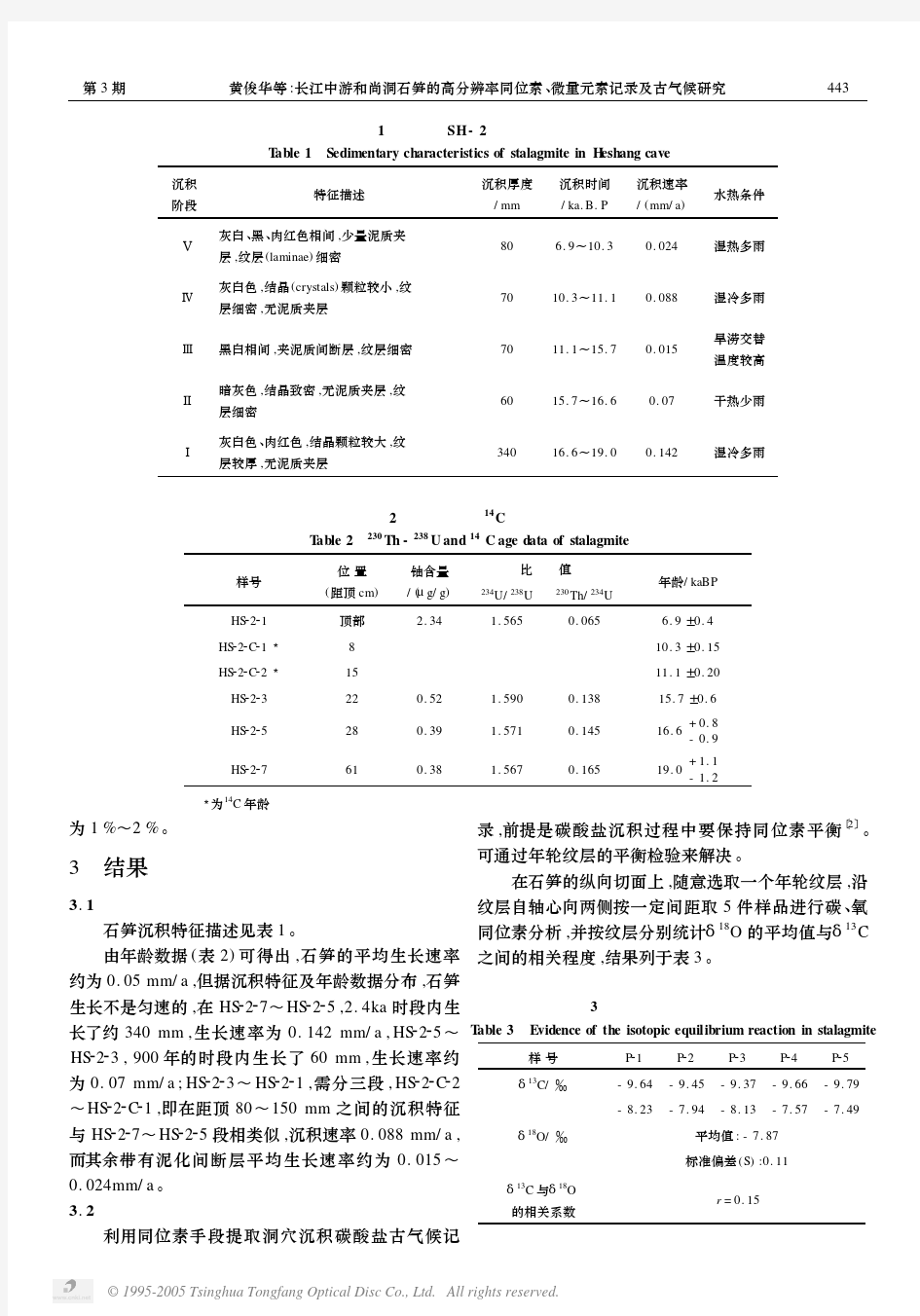 长江中游和尚洞石笋的高分辨率同位素、微量元素记录及古气候研究