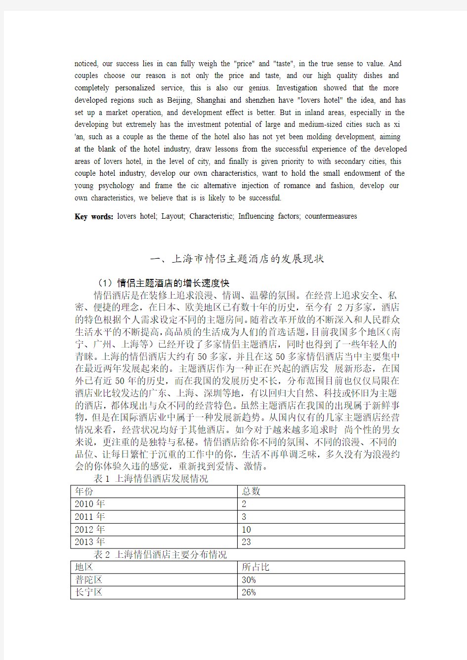 情侣主题酒店的布局、特征及影响因素刍议——以上海市为例(1)