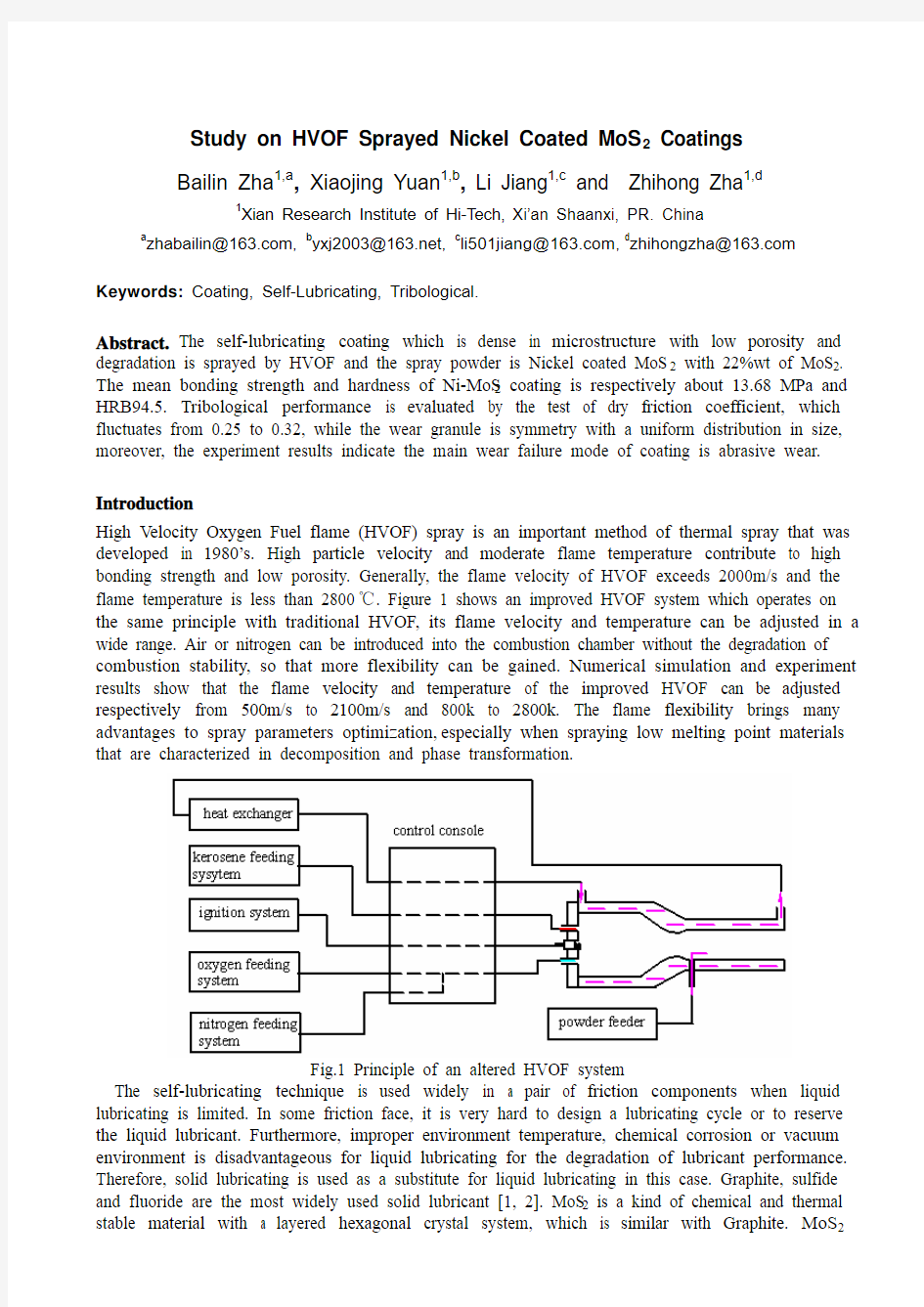 (04) Study on HVOF sprayed nickel coated MoS2 coatings