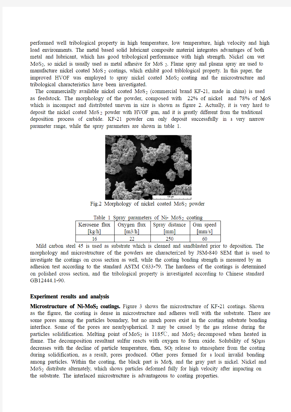 (04) Study on HVOF sprayed nickel coated MoS2 coatings