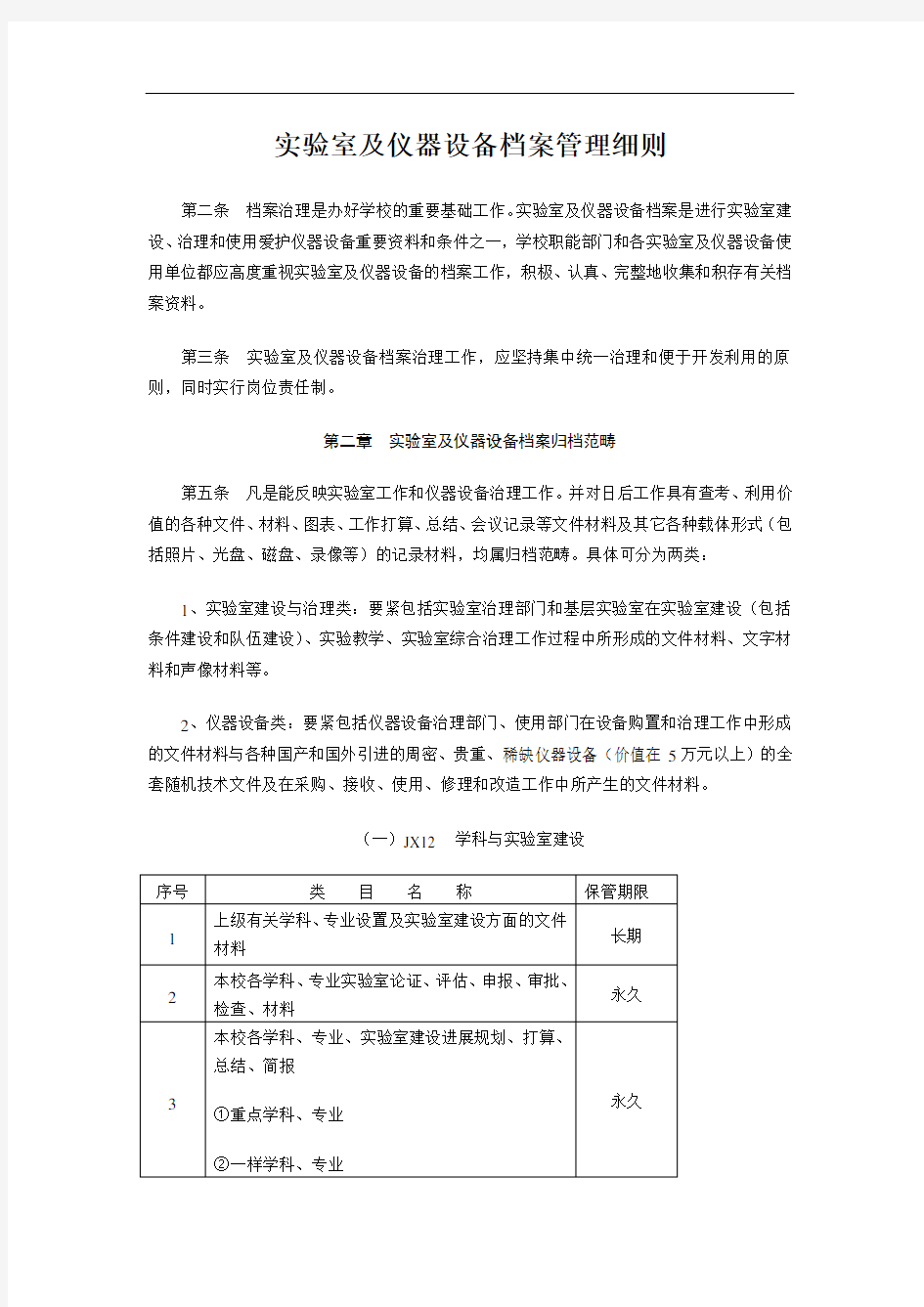 实验室及仪器设备档案管理细则