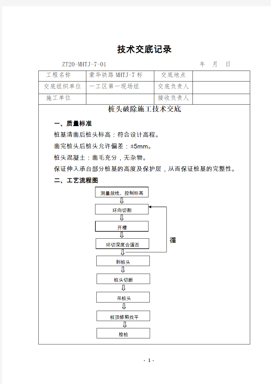 环切法破桩头技术交底