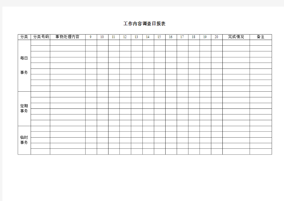 工作内容调查日报表