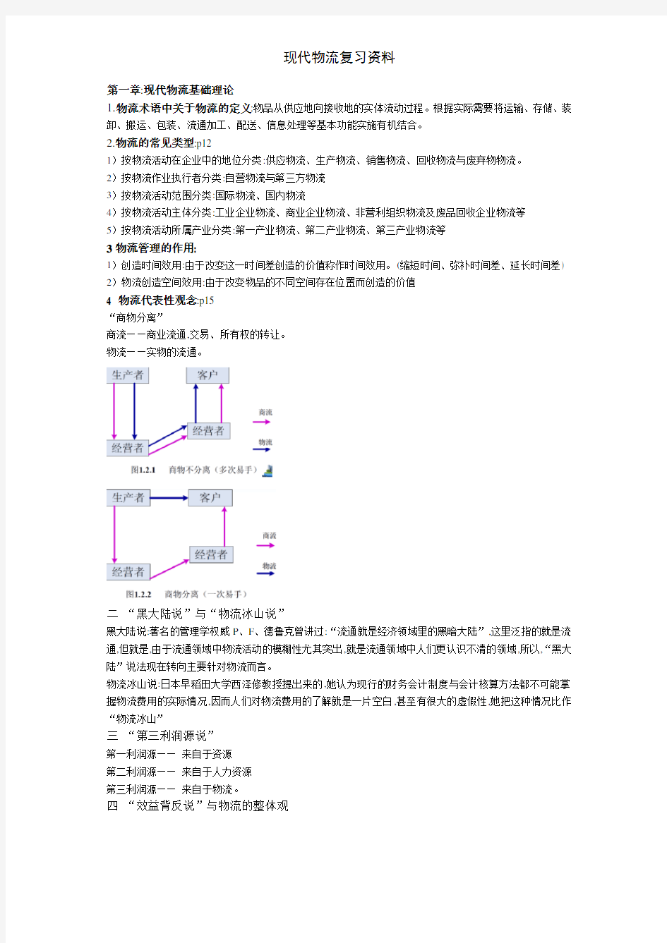 现代物流复习资料