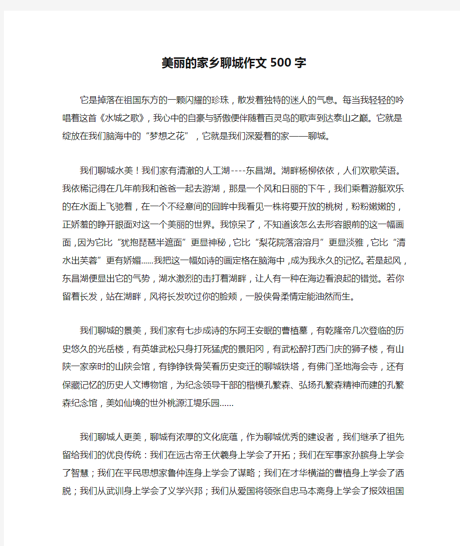 美丽的家乡聊城作文500字