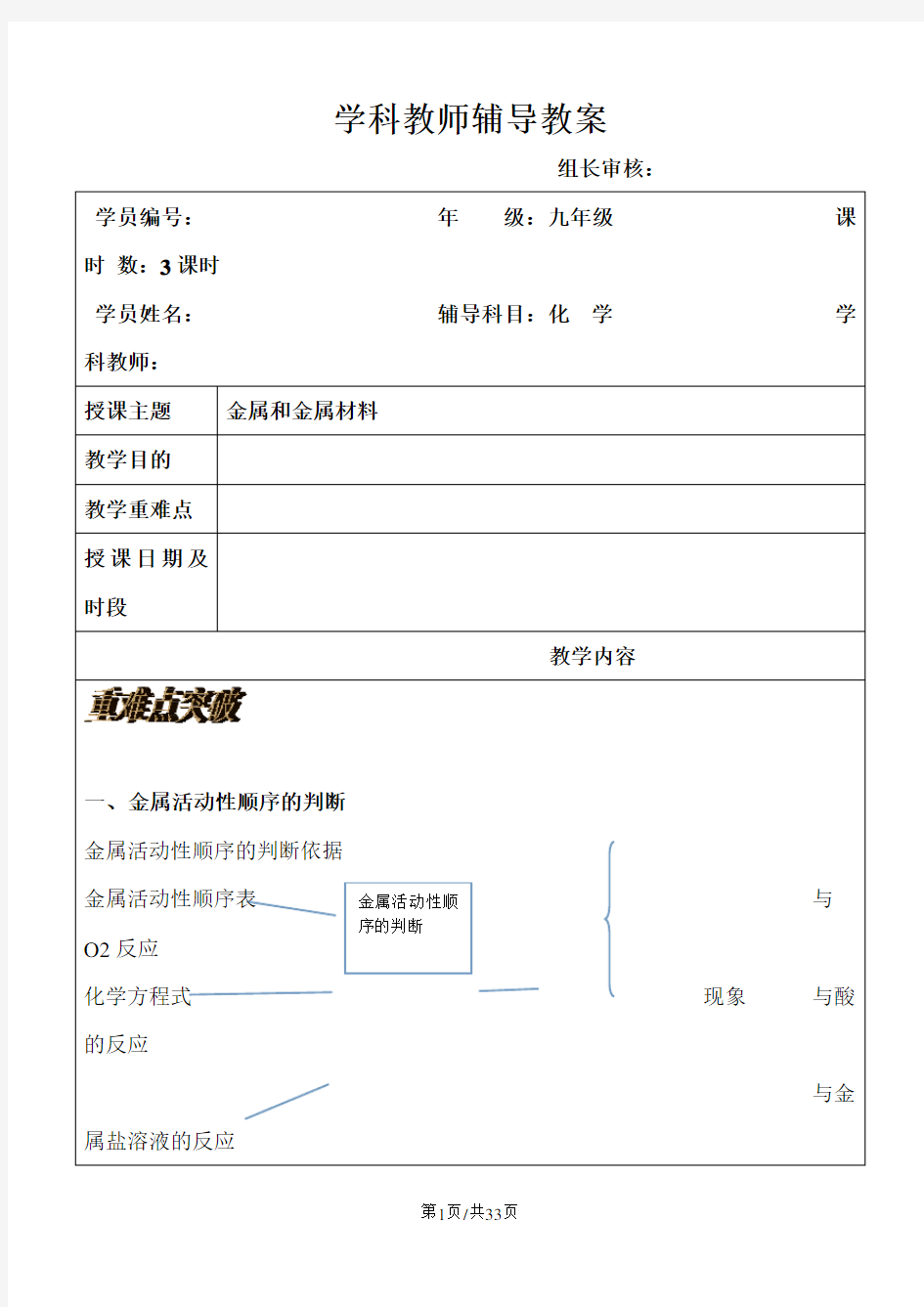 人教版九年级化学下册第八章：金属和金属材料(重难点突破+实验突破+中考题型突破带解析)