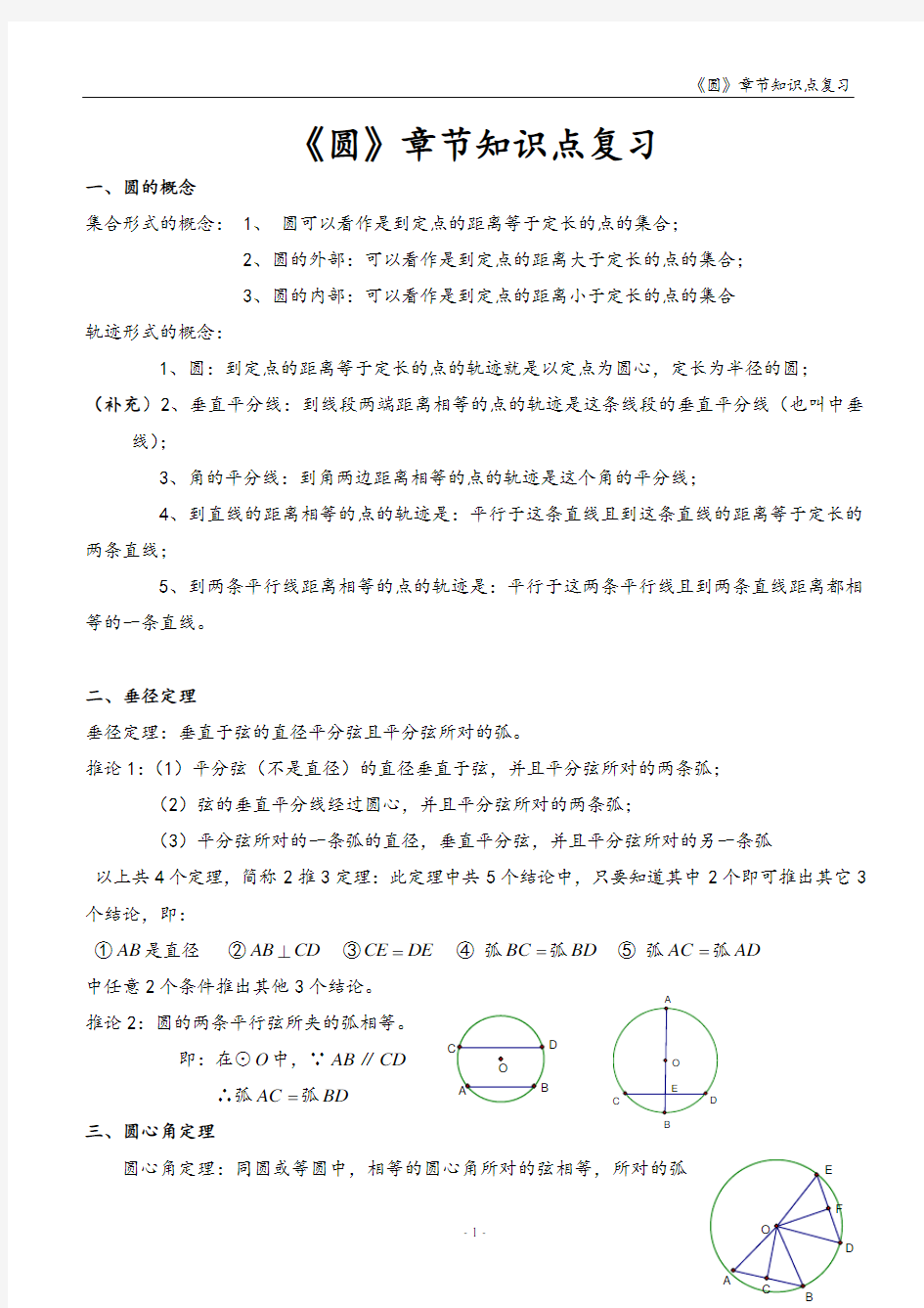 圆章节知识点复习专题