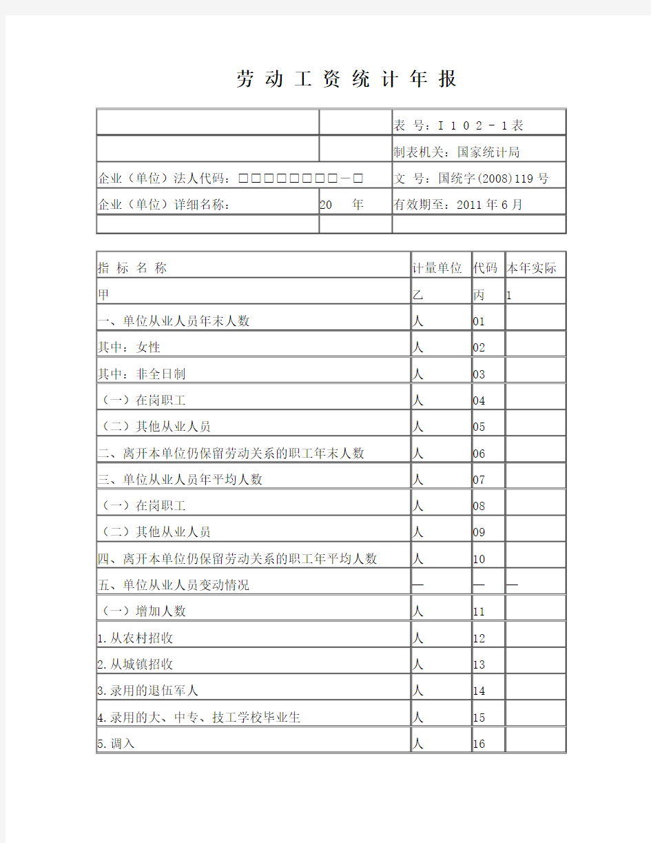 劳动工资统计年报