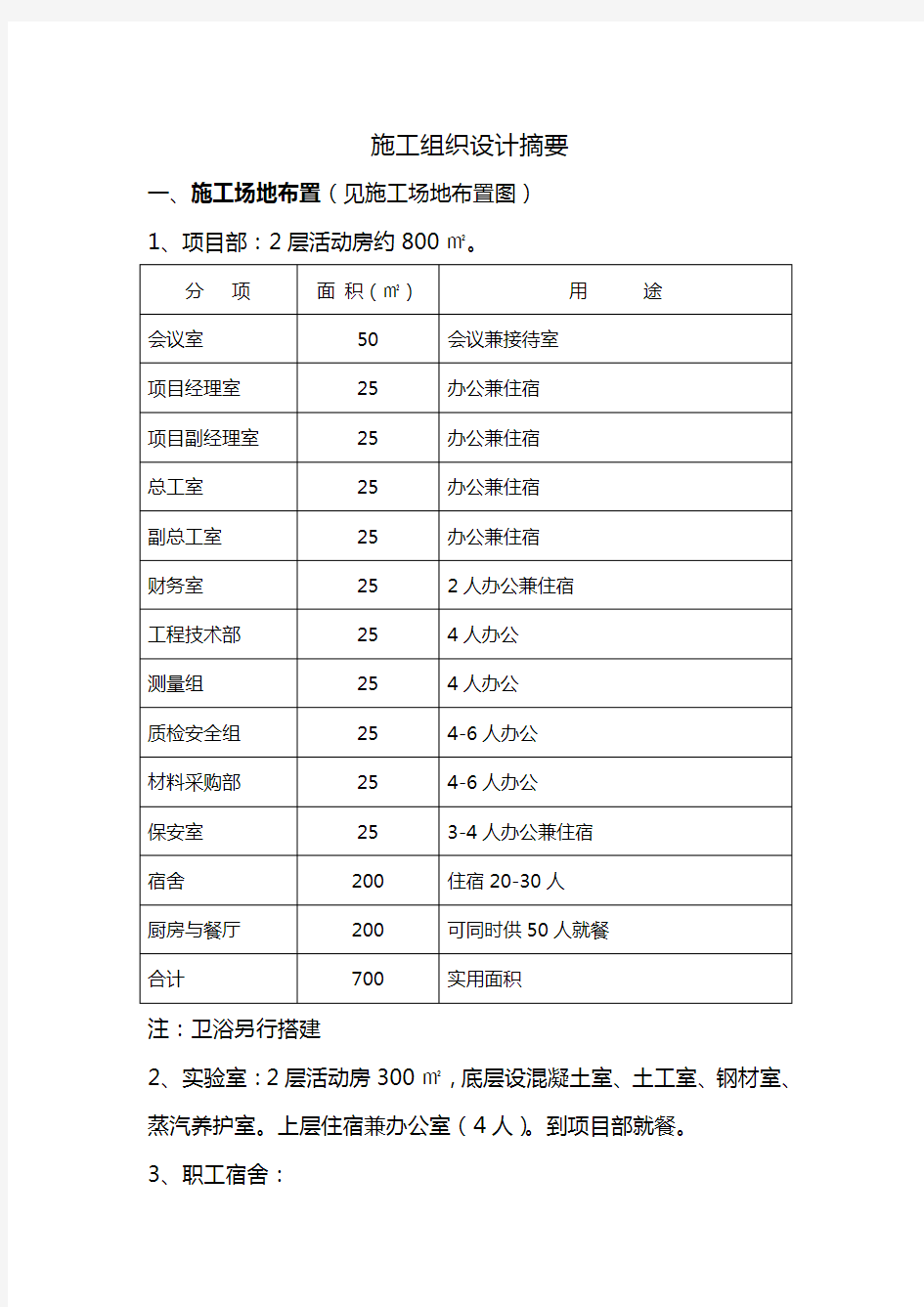 施工组织设计方案摘要