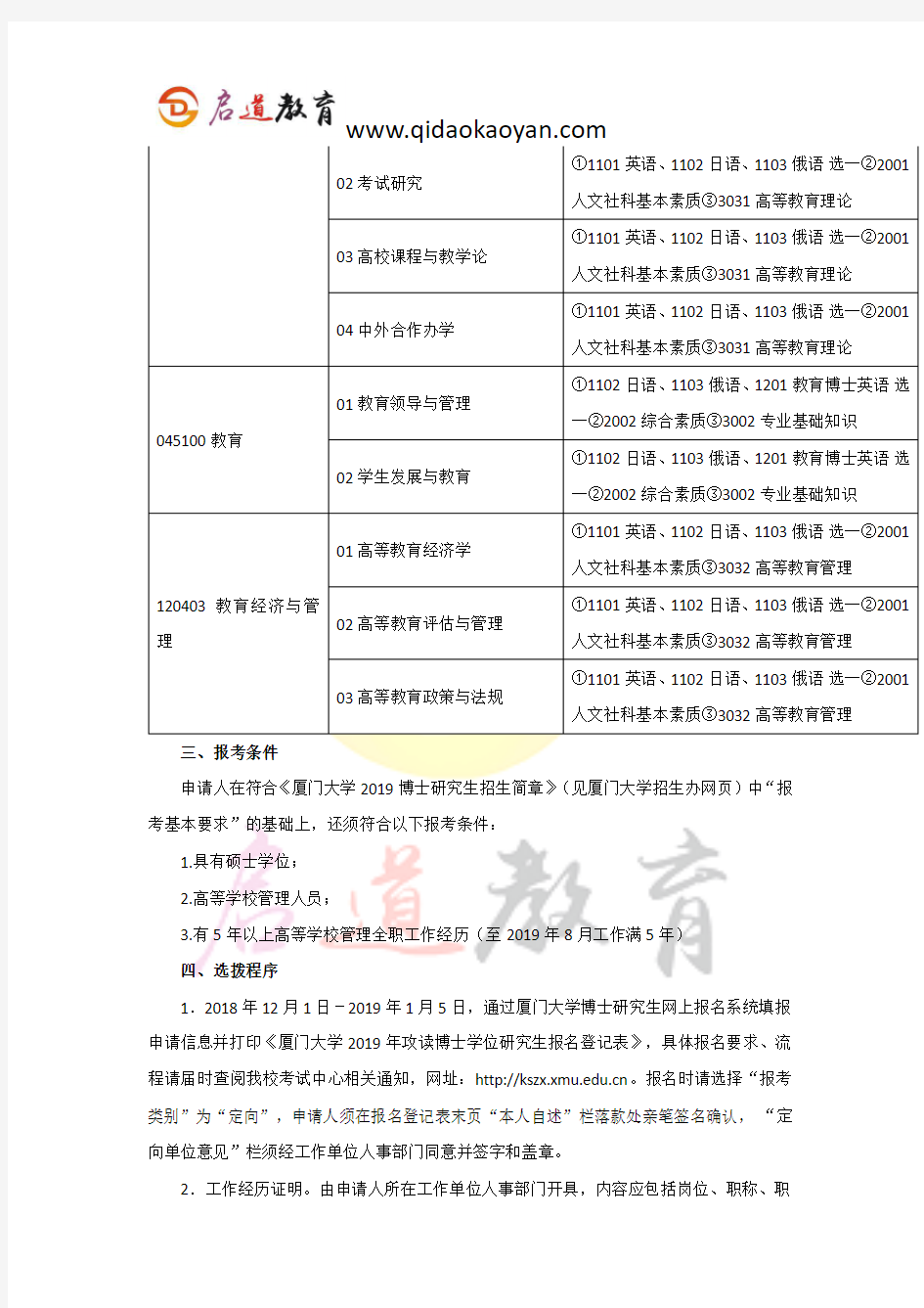 厦大考博辅导班：2019厦大教育研究院考博难度解析及经验分享