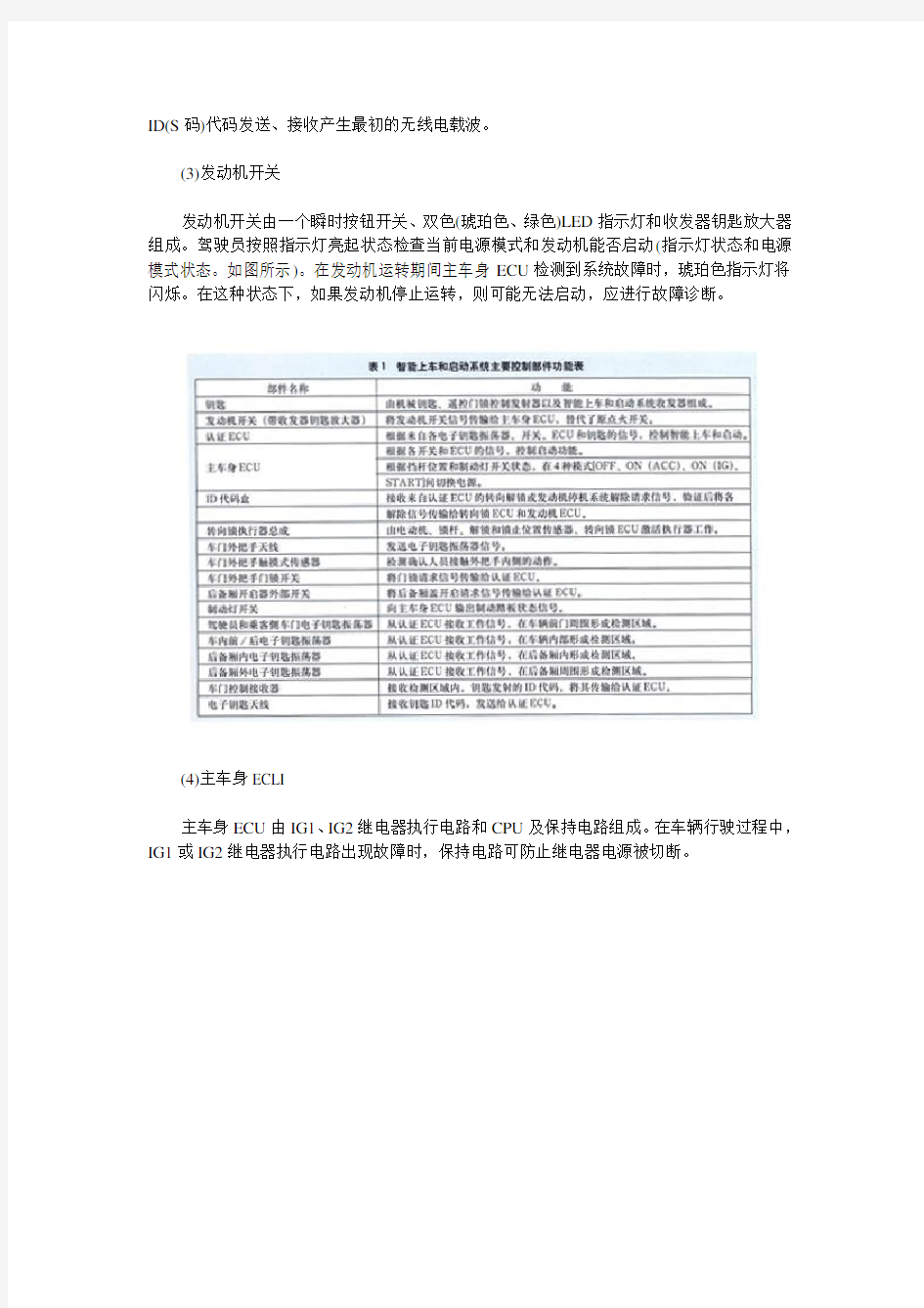 丰田卡罗拉智能上车和启动系统解析