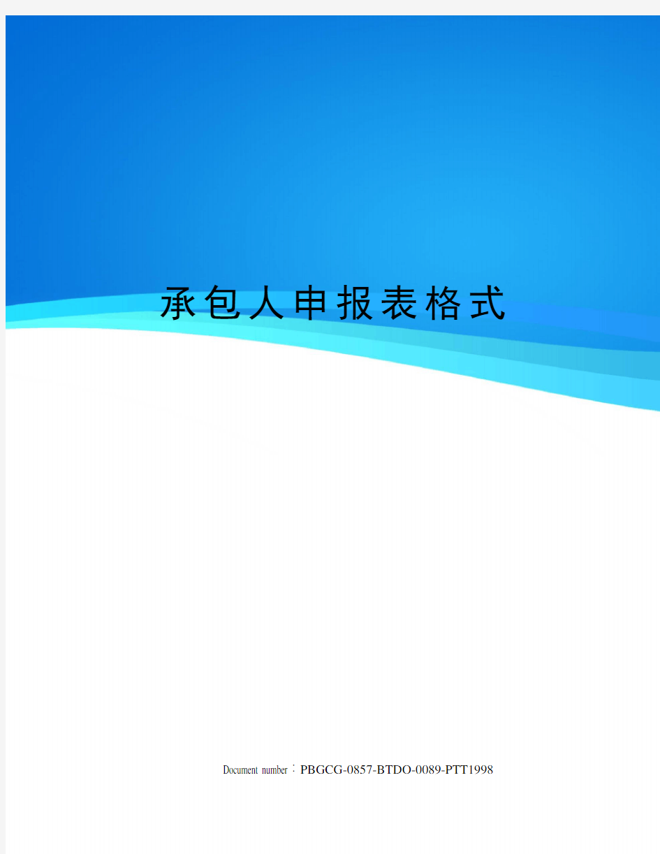 承包人申报表格式