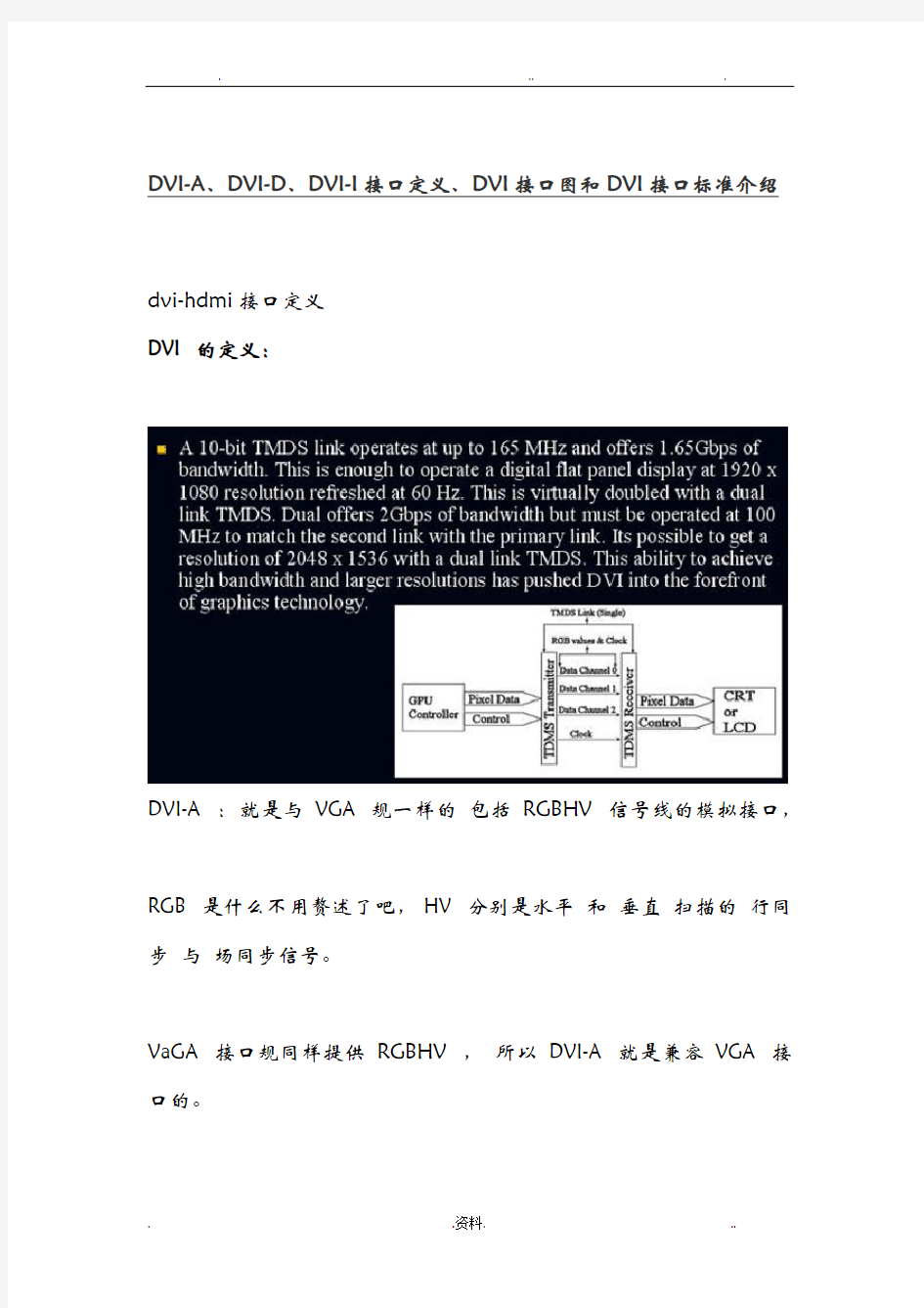 DVI接口定义