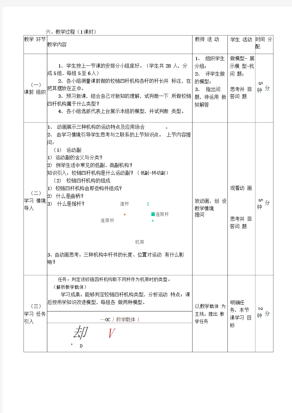 铰链四杆机构教学设计