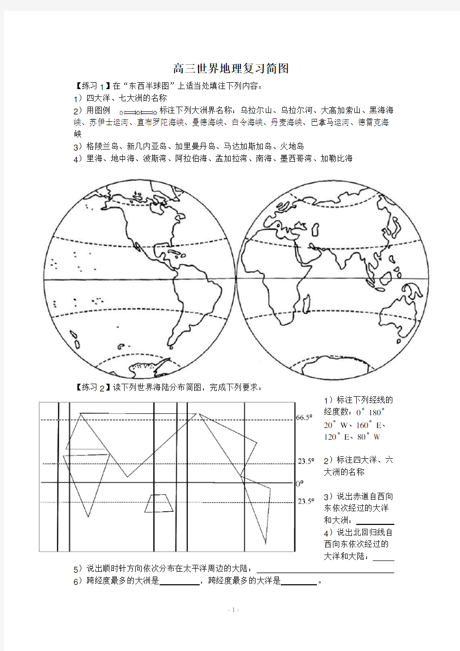 高三世界地理复习简图