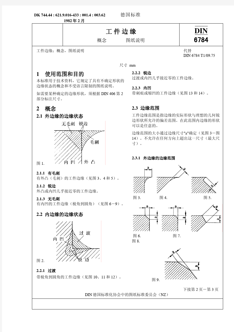 DIN-6784-82倒角 工件边缘