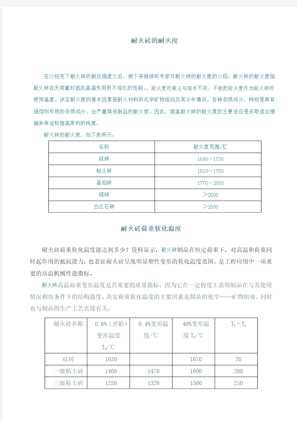 耐火砖的分类及用途