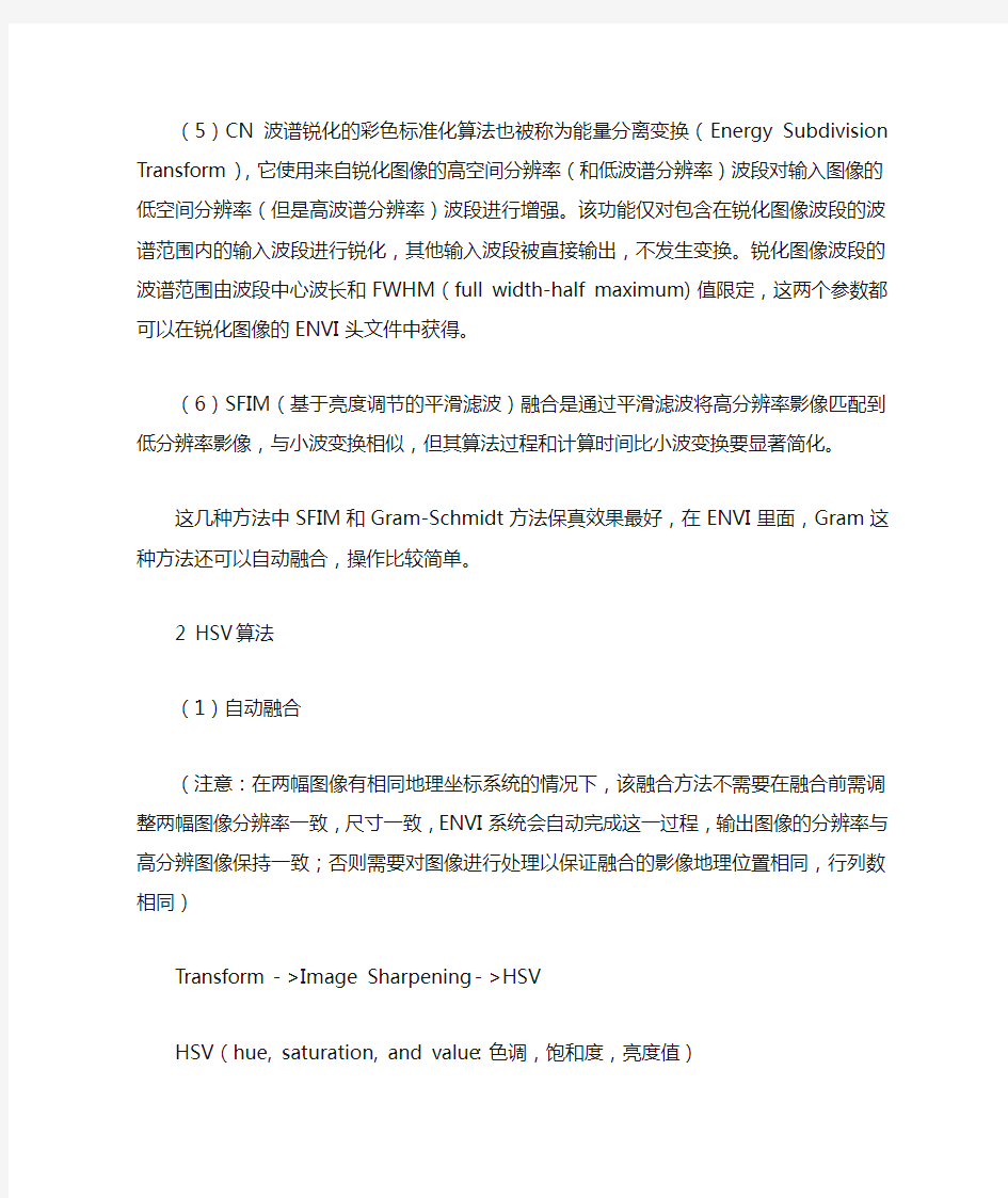 ENVI中图像融合方法介绍