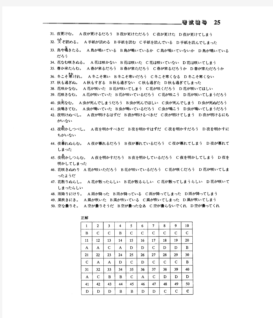 日语古典文法试题