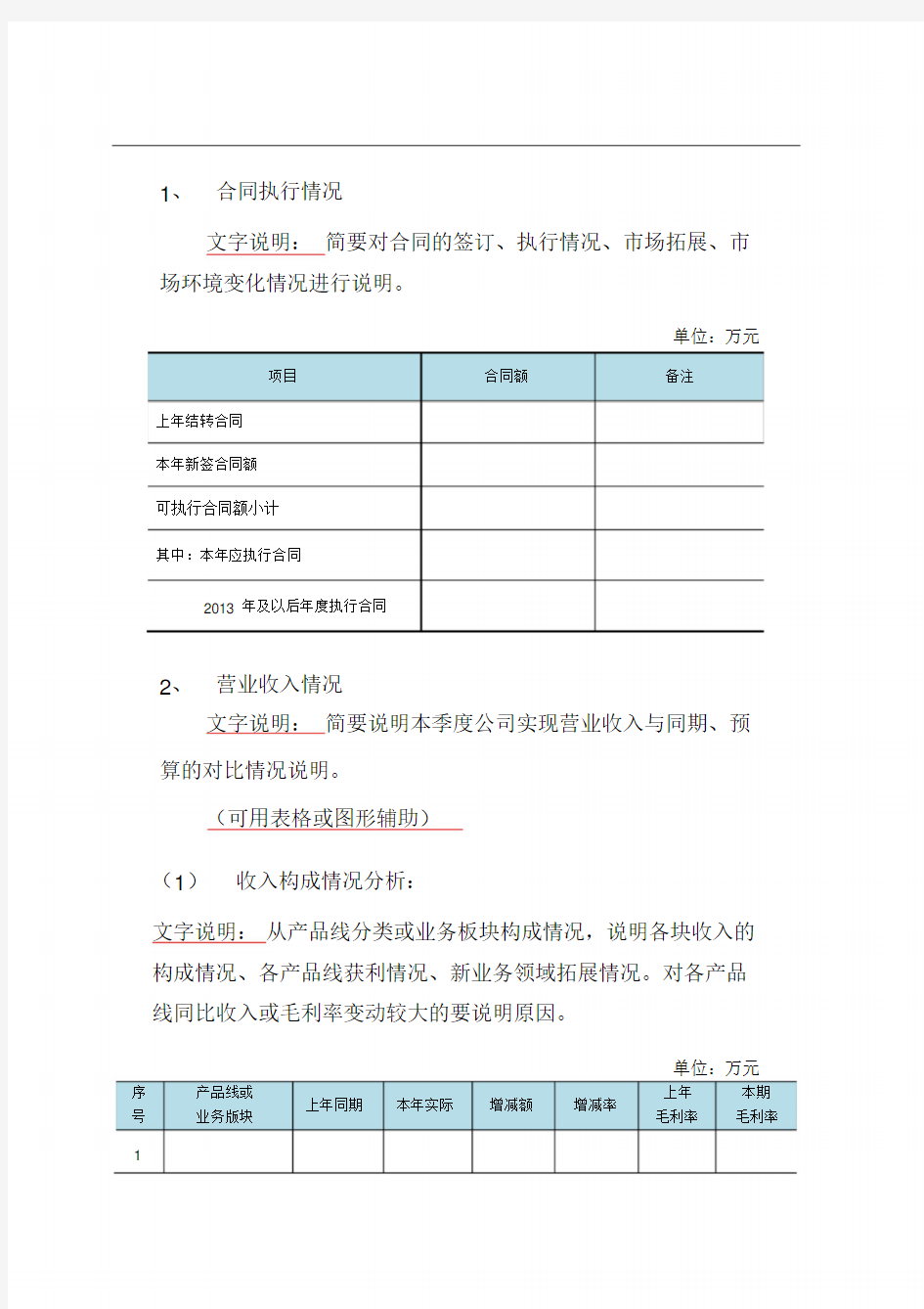 财务分析报告模板93335