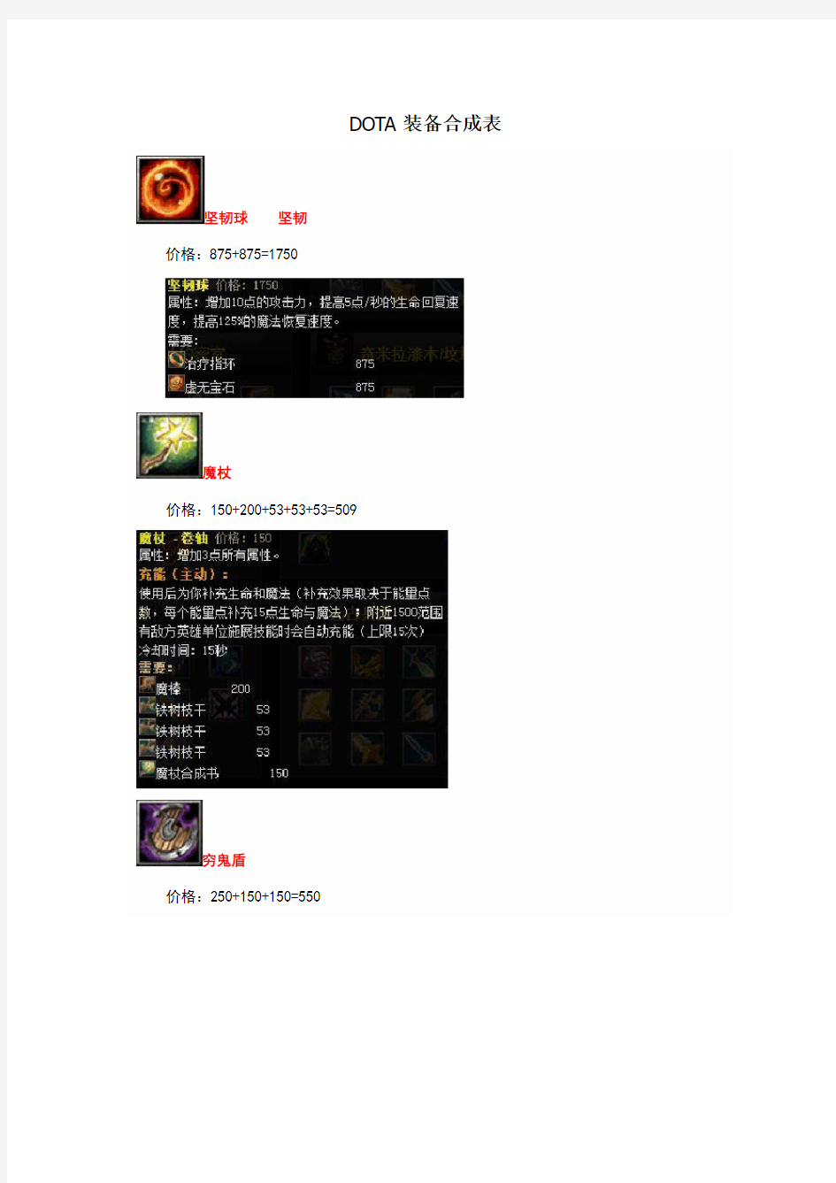 DOTA装备合成表(图文版)新手专用