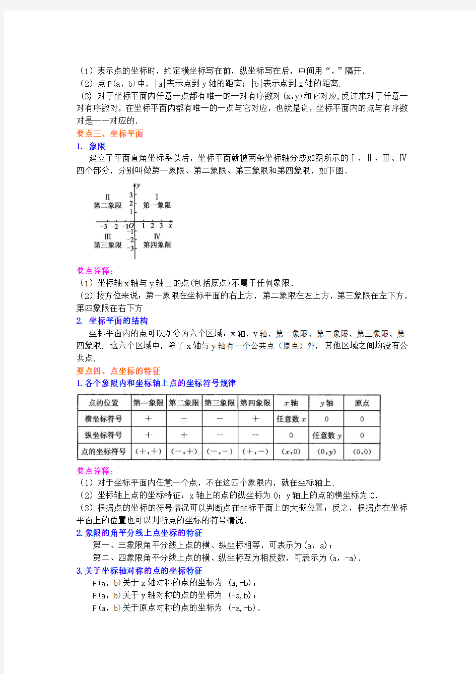 平面直角坐标系(提高)知识讲解