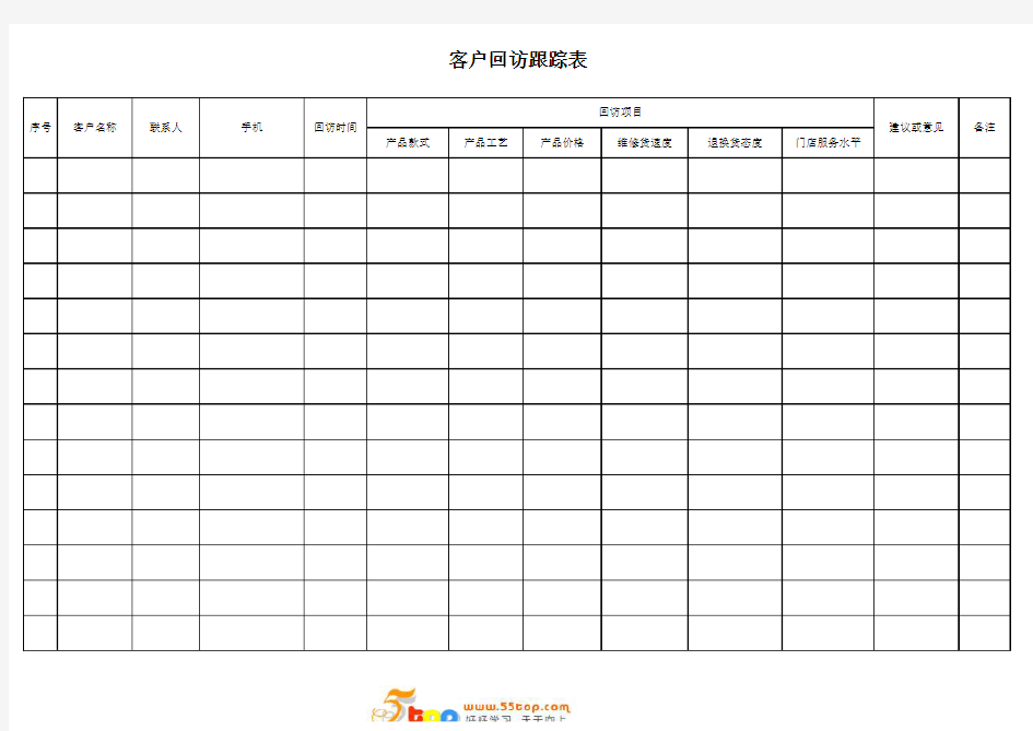 客户回访跟踪表