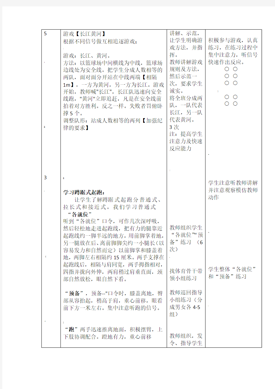 优质课教案--蹲踞式起跑教案