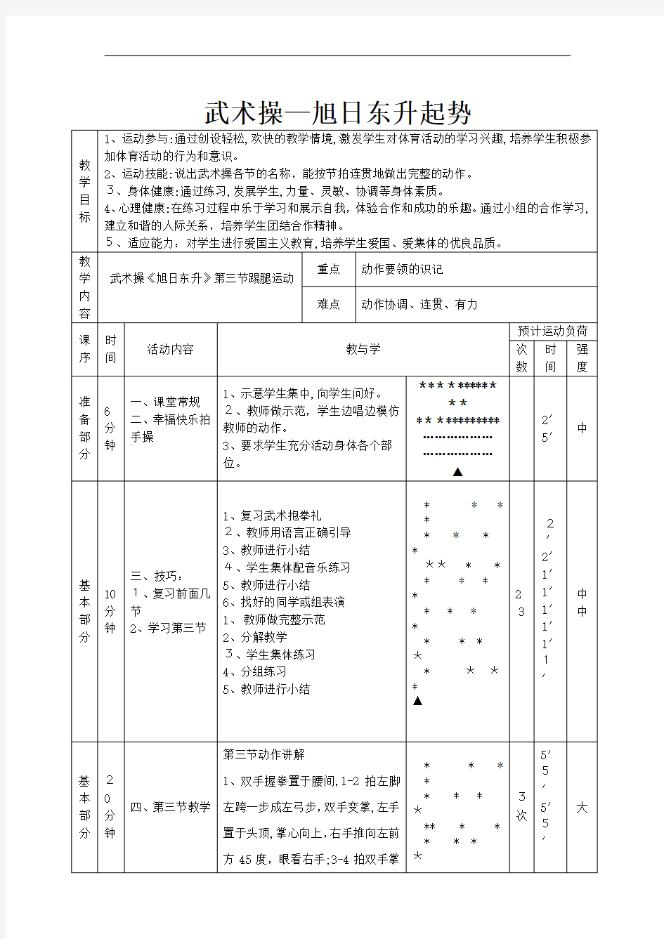 旭日东升踢腿运动教学导案