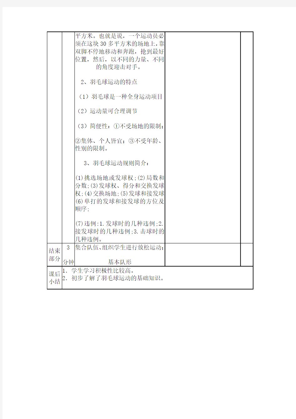 (完整版)小学羽毛球教案