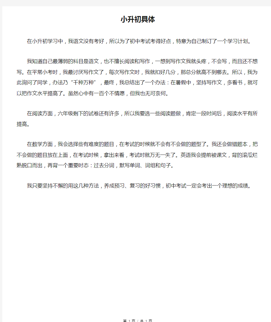 小升初具体学习计划