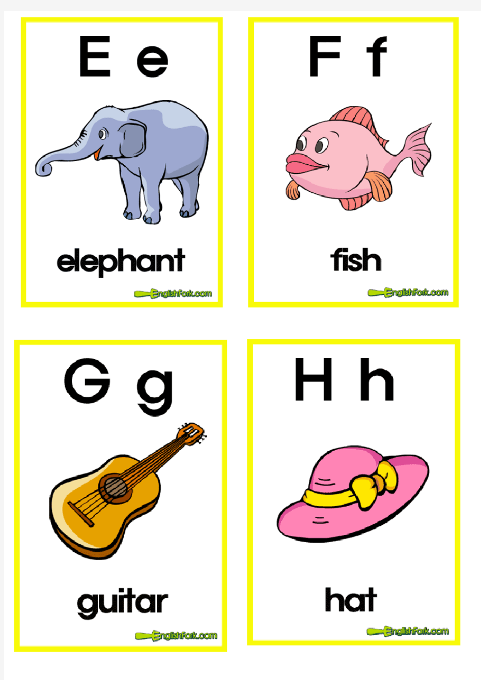 小学英语字母卡片(教学图片)带简单单词