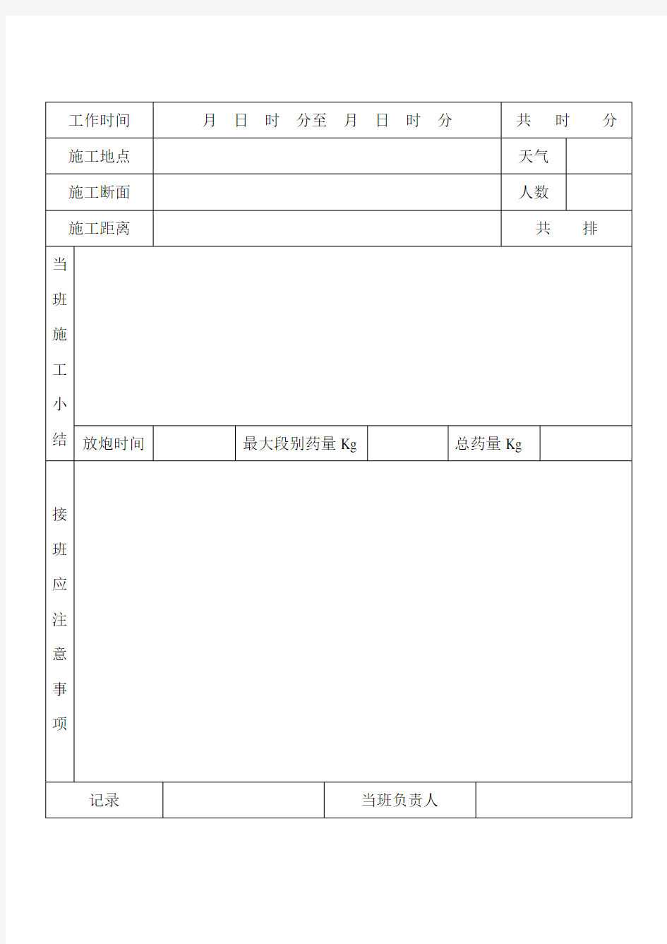 施工交接班记录表