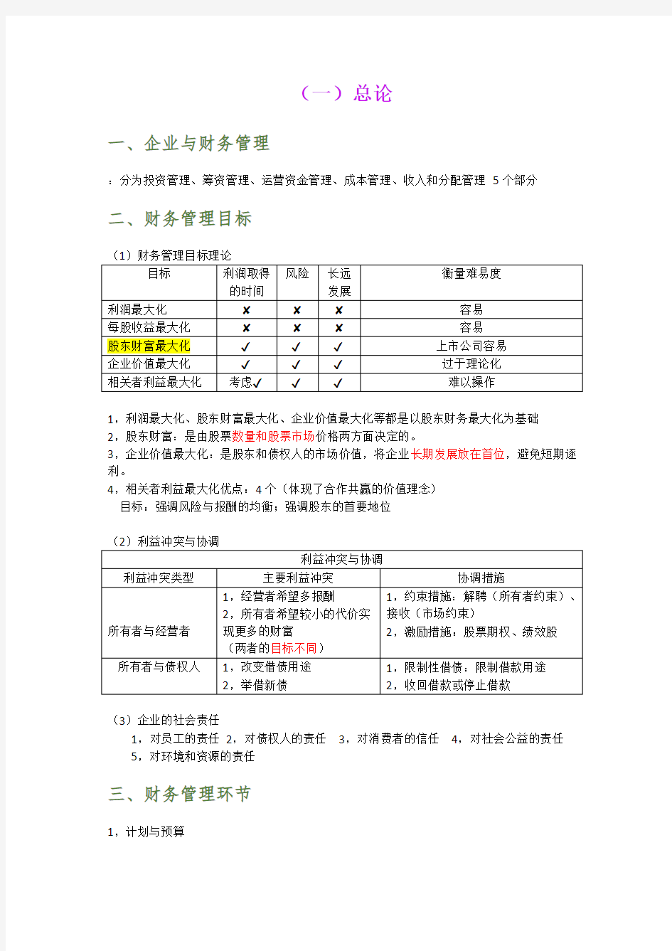 (完整版)中级会计职称—财务管理知识点归纳总结