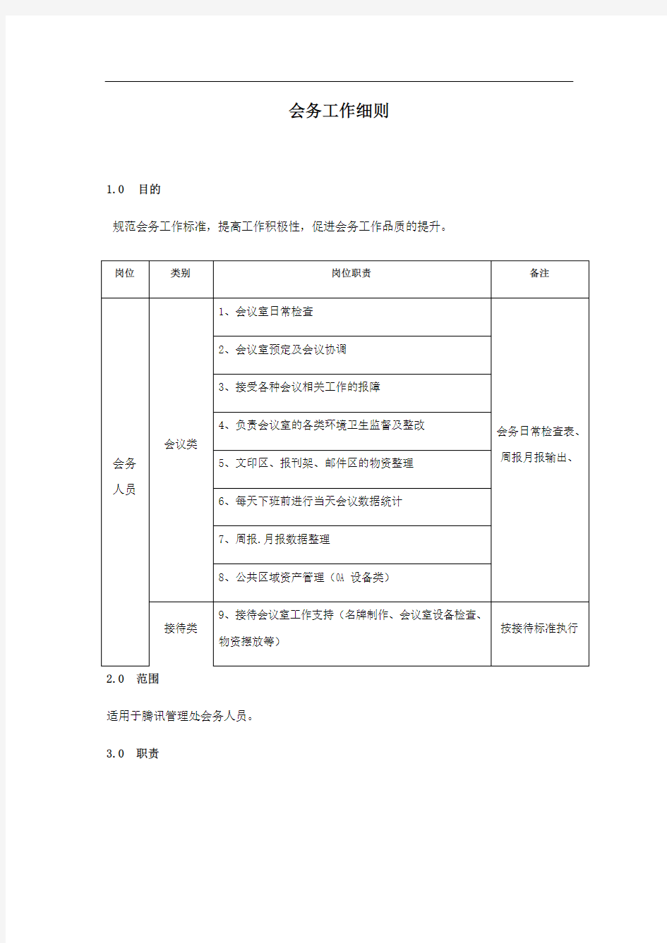 会务人员岗位职责