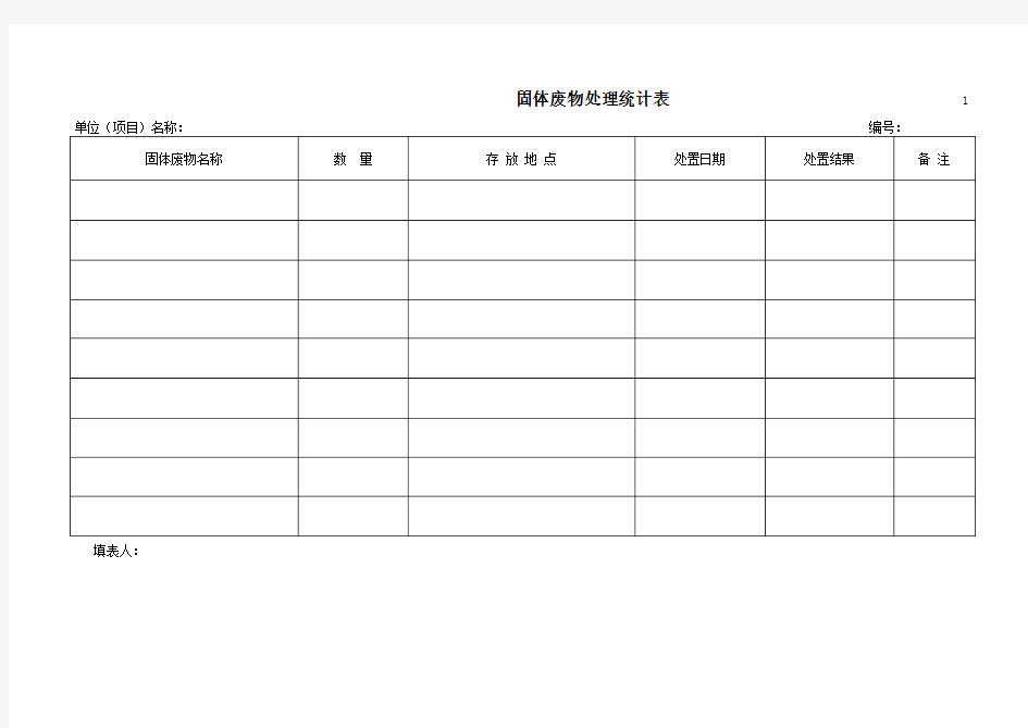 固体废物处理统计表