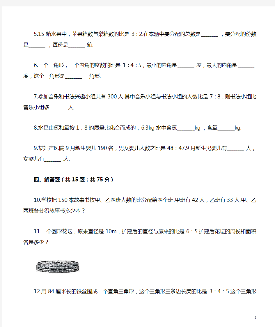 六年级数学上册专项复习-比的应用试题含解析