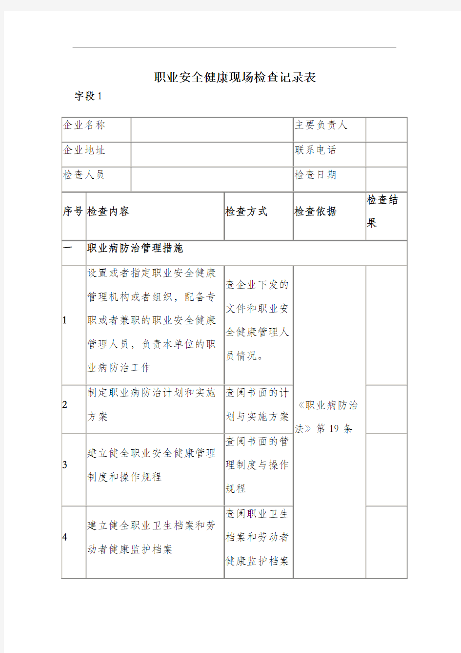 职业安全健康现场检查记录表.docx